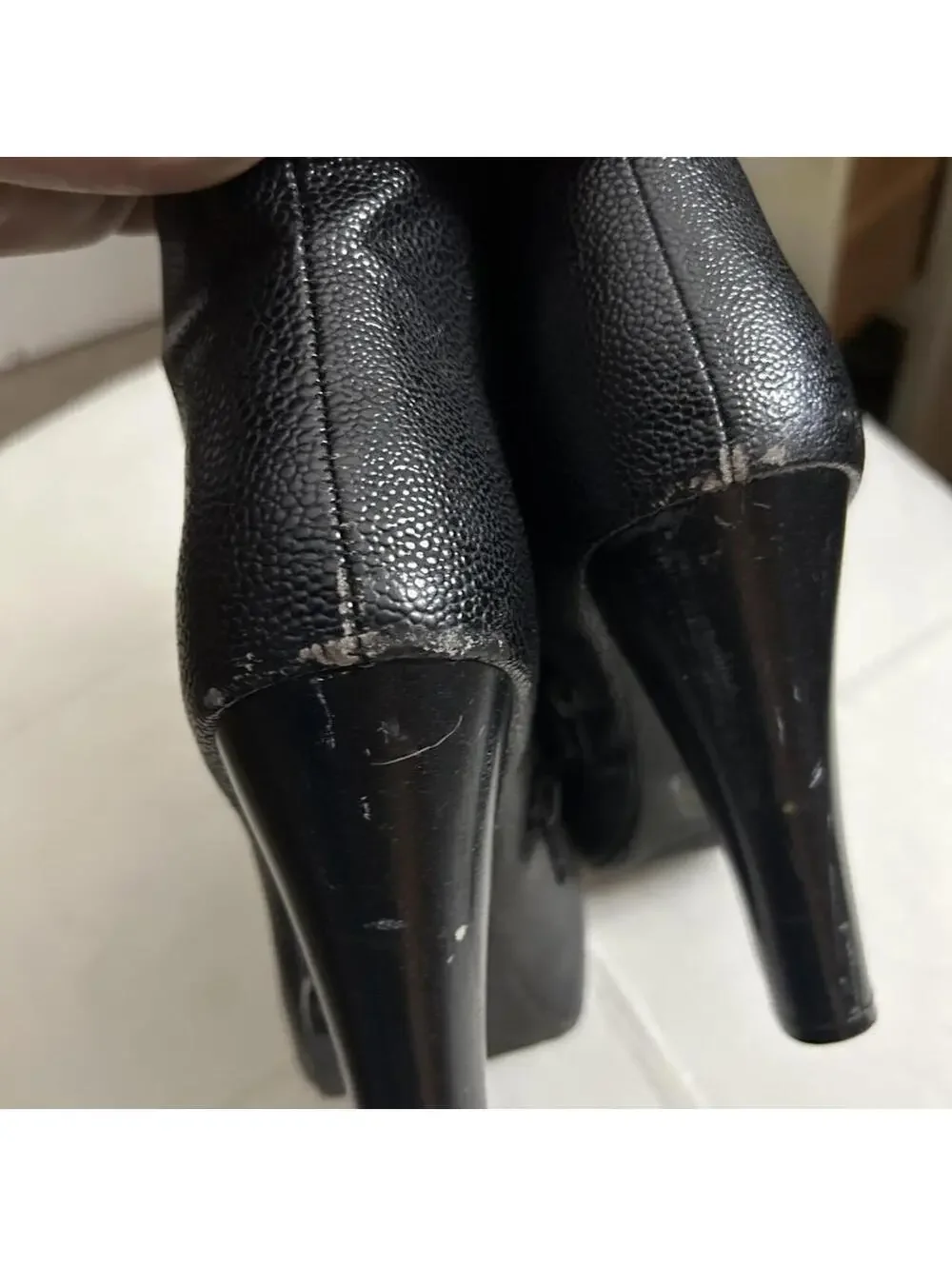 Women’s Black lace up platform boots with 3” heels